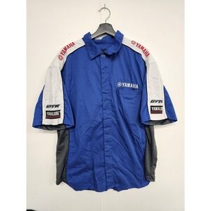 Yamaha Racing Shirt Mens XL Blue Pit Crew Button Front Yamalube GYTR Motorsports